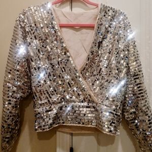 Sequin wrap blouse